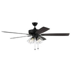 Craftmade S104FB5-60FBGW Flat Black Super Pro 104 60'' 5-blade Ceiling Fan In Flat Black W/ Flat Black/greywood Blades; Integrated Light Kit Image 7