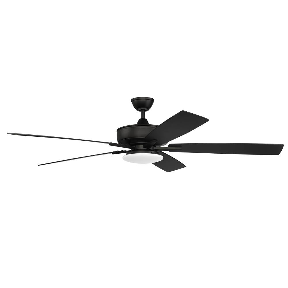 Craftmade S112FB5-60FBGW Flat Black Super Pro 112 60'' 5-blade Ceiling Fan In Flat Black W/ Flat Black/greywood Blades; Integrated Light Kit Image 1