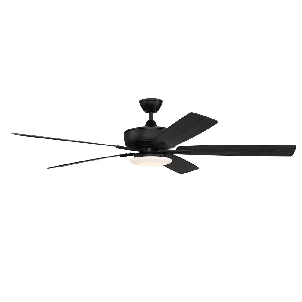 Craftmade S112FB5-60FBGW Flat Black Super Pro 112 60'' 5-blade Ceiling Fan In Flat Black W/ Flat Black/greywood Blades; Integrated Light Kit Image 7