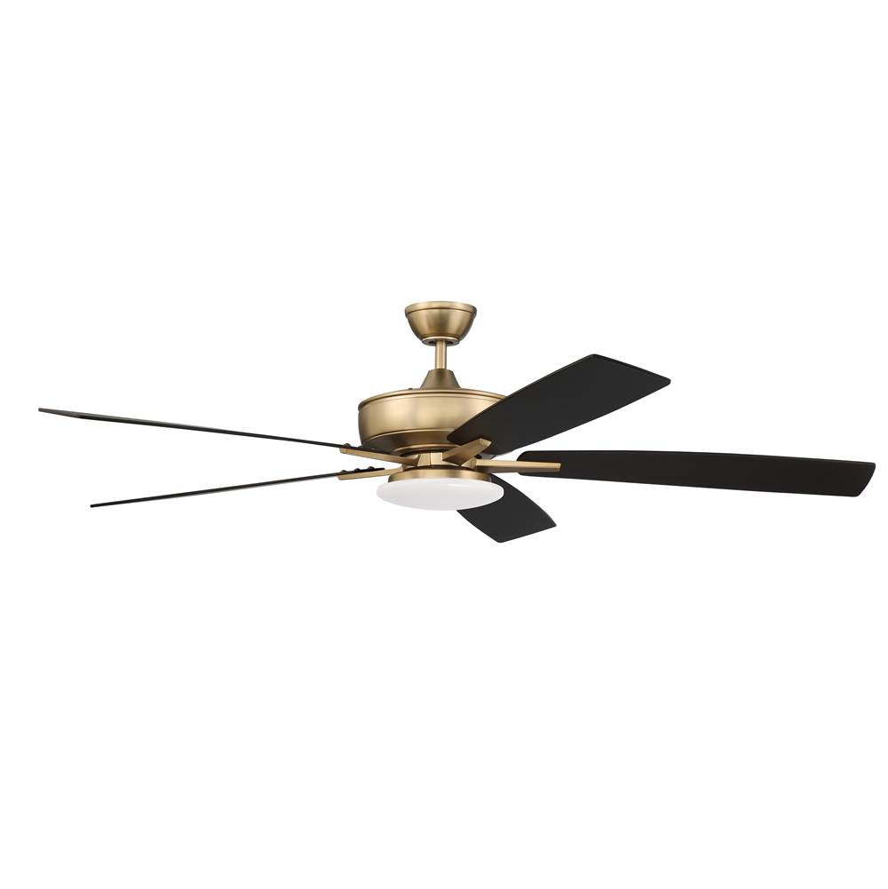 Craftmade S112SB5-60BWNFB Satin Brass Super Pro 112 60'' 5-blade Ceiling Fan In Satin Brass W/ Black Walnut/flat Black Blades; Integrated Light Kit Image 8