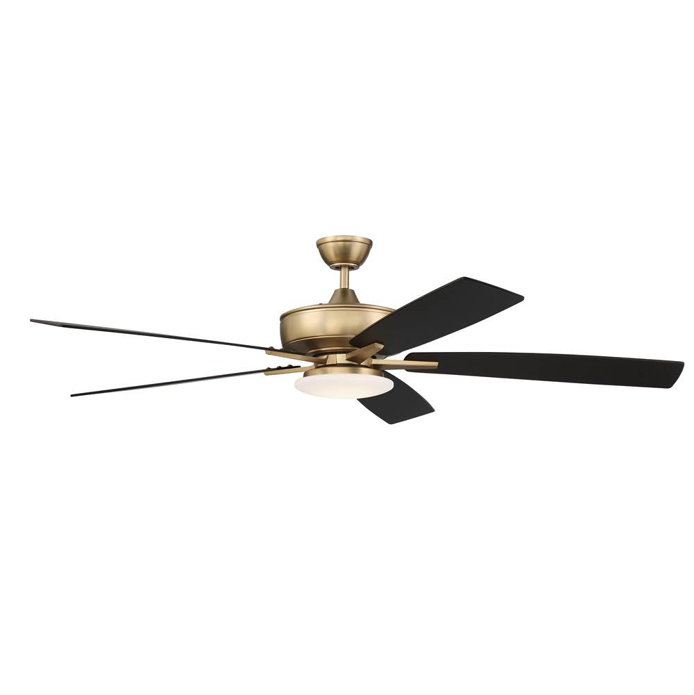 Craftmade S112SB5-60BWNFB Satin Brass Super Pro 112 60'' 5-blade Ceiling Fan In Satin Brass W/ Black Walnut/flat Black Blades; Integrated Light Kit Image 7