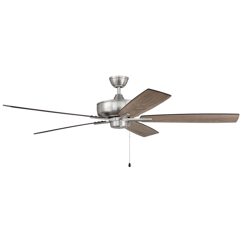 Craftmade S60BNK5-60DWGWN Brushed Polished Nickel Super Pro 60'' 5-blade Ceiling Fan In Brushed Polished Nickel W/ Driftwood/grey Walnut Blades; Light Kit Optional (not Included) Image 1