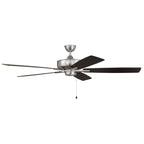 Craftmade Super Pro Super Pro 60'' 5-blade Ceiling Fan In Brushed Polished Nickel W/ Driftwood/grey Walnut Blades; Light Kit Optional (not Included)