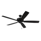 Craftmade S60FB5-60FBGW Flat Black Super Pro 60'' 5-blade Ceiling Fan In Flat Black W/ Flat Black/greywood Blades; Light Kit Optional (not Included) Image 2
