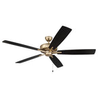 Craftmade S60SB5-60BWNFB Satin Brass Super Pro 60'' 5-blade Ceiling Fan In Satin Brass W/ Black Walnut/flat Black Blades; Light Kit Optional (not Included) Image 2