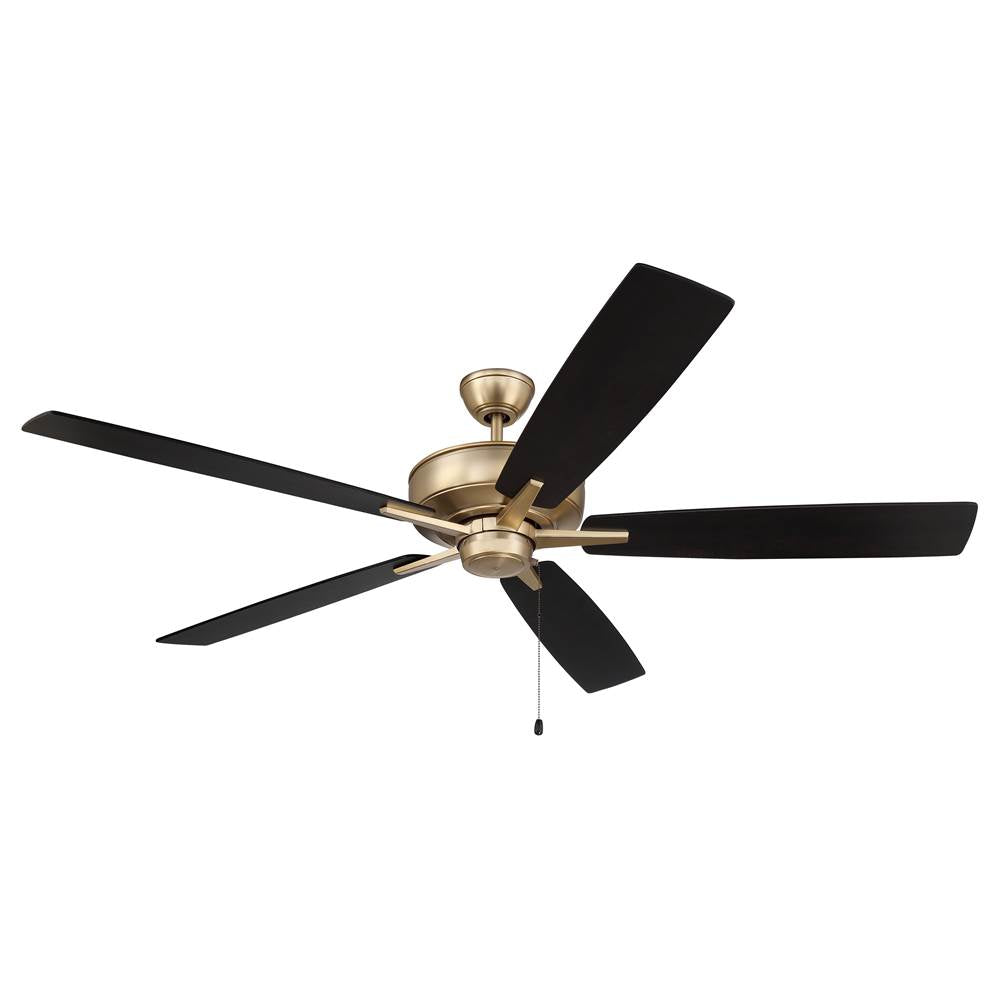 Craftmade S60SB5-60BWNFB Satin Brass Super Pro 60'' 5-blade Ceiling Fan In Satin Brass W/ Black Walnut/flat Black Blades; Light Kit Optional (not Included) Image 2