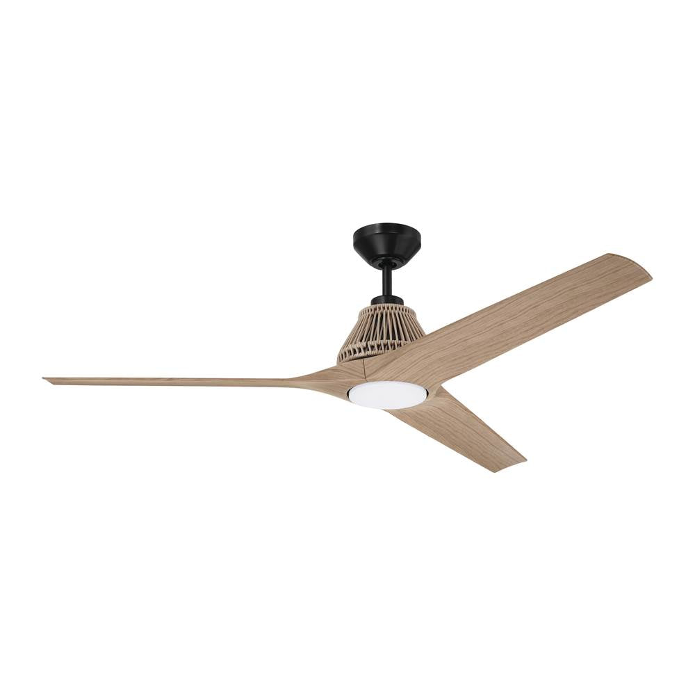 Craftmade SEA56FB3 Flat Black Sea Scape 56'' 3-blade Indoor/outdoor (wet) Ceiling Fan In Flat Black W/ Light Wood Grain Blades; Light Kit Included (optional) Image 1