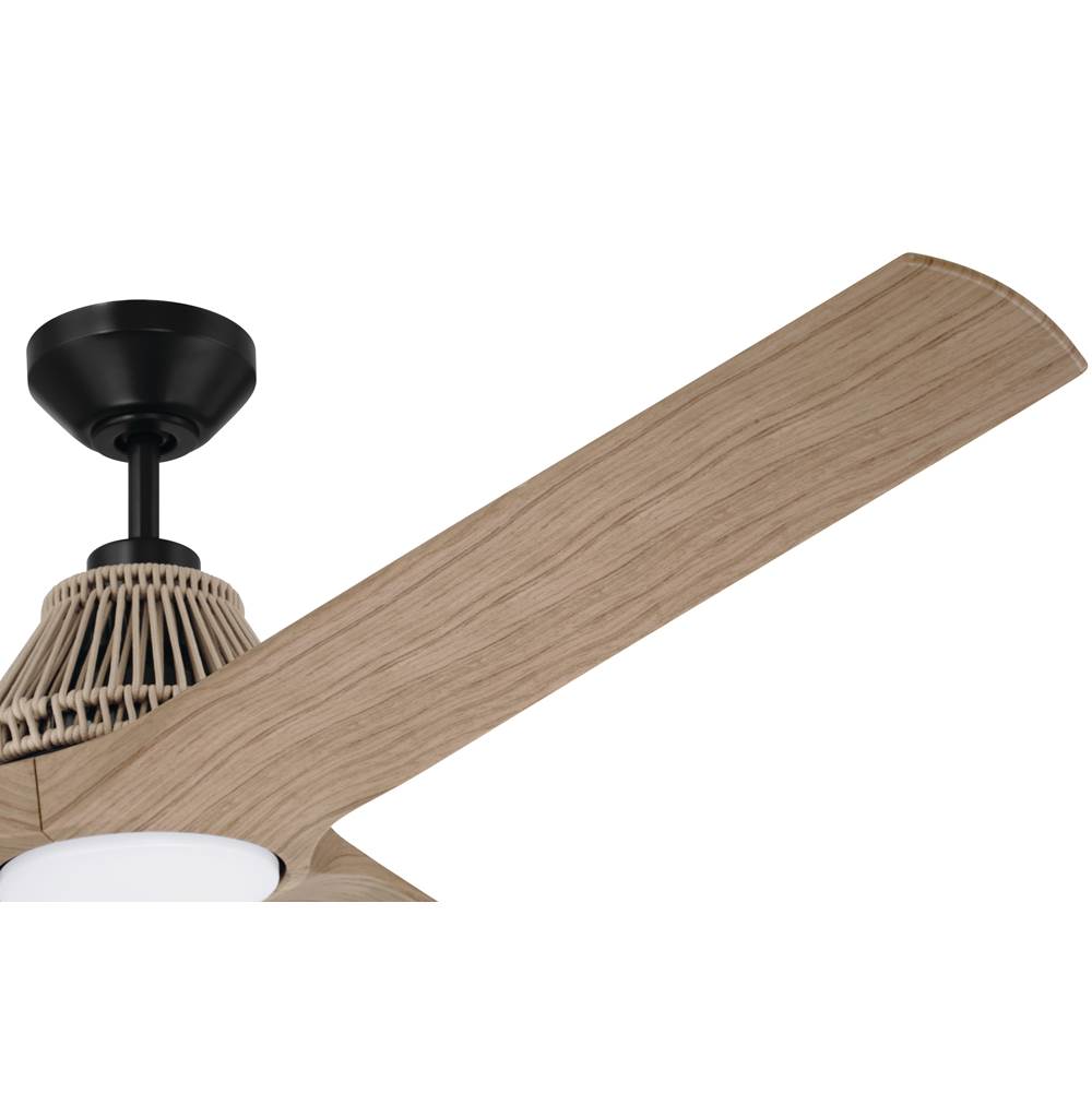 Craftmade SEA56FB3 Flat Black Sea Scape 56'' 3-blade Indoor/outdoor (wet) Ceiling Fan In Flat Black W/ Light Wood Grain Blades; Light Kit Included (optional) Image 2