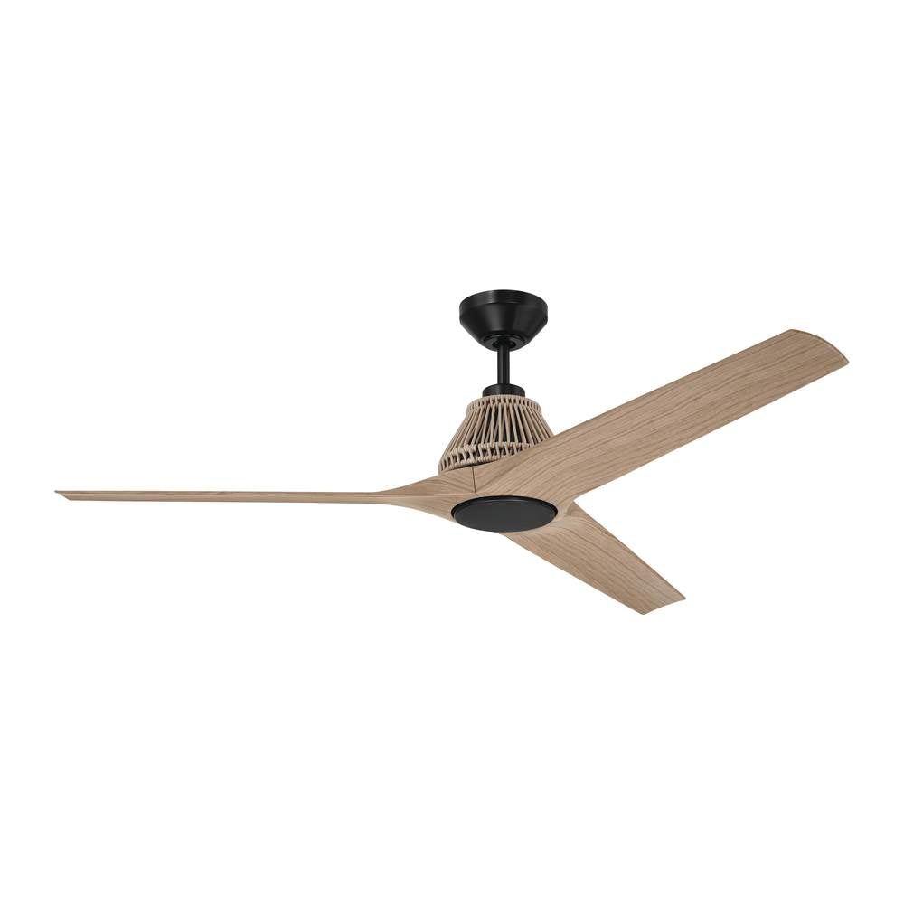 Craftmade SEA56FB3 Flat Black Sea Scape 56'' 3-blade Indoor/outdoor (wet) Ceiling Fan In Flat Black W/ Light Wood Grain Blades; Light Kit Included (optional) Image 5