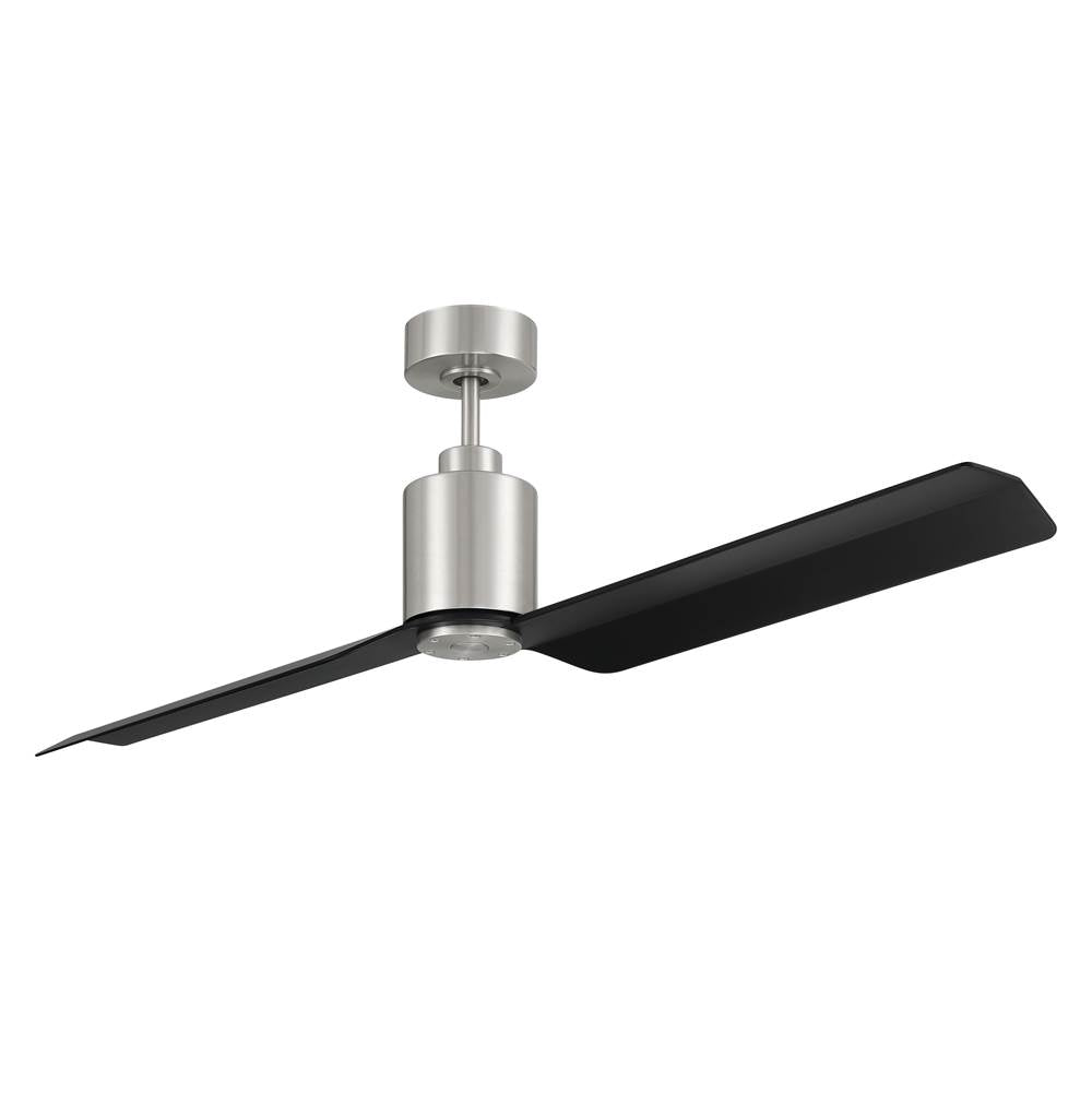 Craftmade Sleek 56'' 2-blade Ceiling Fan In Brushed Polished Nickel W/ Flat Black Blades; Not Light Kit Adaptable