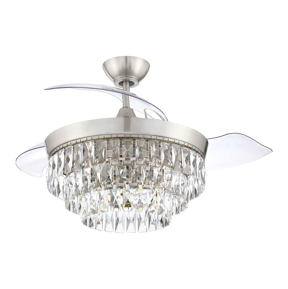 Craftmade Sofia 42'' 3-blade Hidden Blades Ceiling Fan In Brushed Polished Nickel W/ Clear Acrylic Blades; Integrated Light Kit