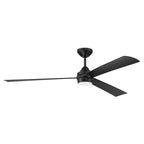 Craftmade STL60FB3-NWF Flat Black Sterling 60'' 3-blade Indoor/outdoor (wet) Ceiling Fan In Flat Black With Flat Black Blades, Light Kit Included (optional) Image 1