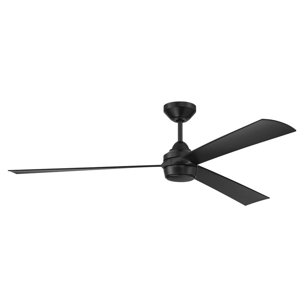 Craftmade STL60FB3-NWF Flat Black Sterling 60'' 3-blade Indoor/outdoor (wet) Ceiling Fan In Flat Black With Flat Black Blades, Light Kit Included (optional) Image 3
