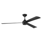 Craftmade STL60FB3-NWF Flat Black Sterling 60'' 3-blade Indoor/outdoor (wet) Ceiling Fan In Flat Black With Flat Black Blades, Light Kit Included (optional) Image 3
