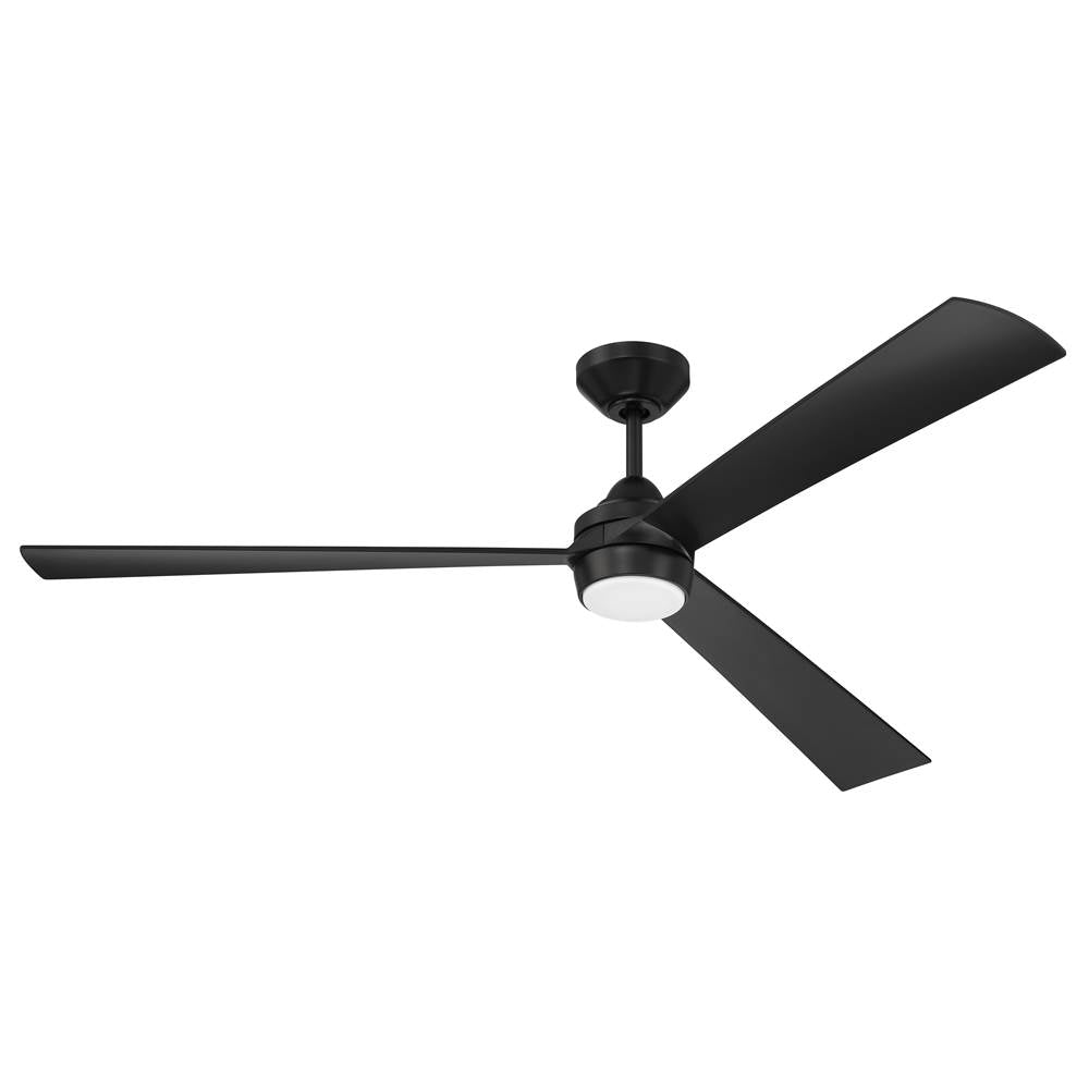 Craftmade STL60FB3-NWF Flat Black Sterling 60'' 3-blade Indoor/outdoor (wet) Ceiling Fan In Flat Black With Flat Black Blades, Light Kit Included (optional) Image 2