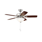 Craftmade Twist N Click Twist N Click 42'' 5-blade Ceiling Fan In Brushed Polished Nickel W/ Ash/mahogany Blades (3-light Bowl); Integrated Light Kit