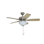 Craftmade TCE42BNK5C1-C Brushed Polished Nickel Twist N Click 42'' 5-blade Ceiling Fan In Brushed Polished Nickel W/ Ash/mahogany Blades (3-light Bowl); Integrated Light Kit Image 3