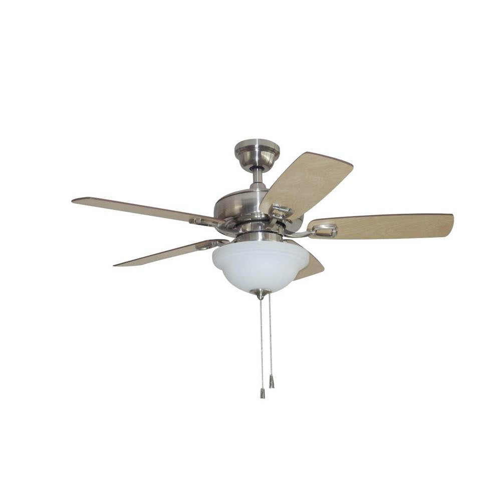 Craftmade TCE42BNK5C1-C Brushed Polished Nickel Twist N Click 42'' 5-blade Ceiling Fan In Brushed Polished Nickel W/ Ash/mahogany Blades (3-light Bowl); Integrated Light Kit Image 3