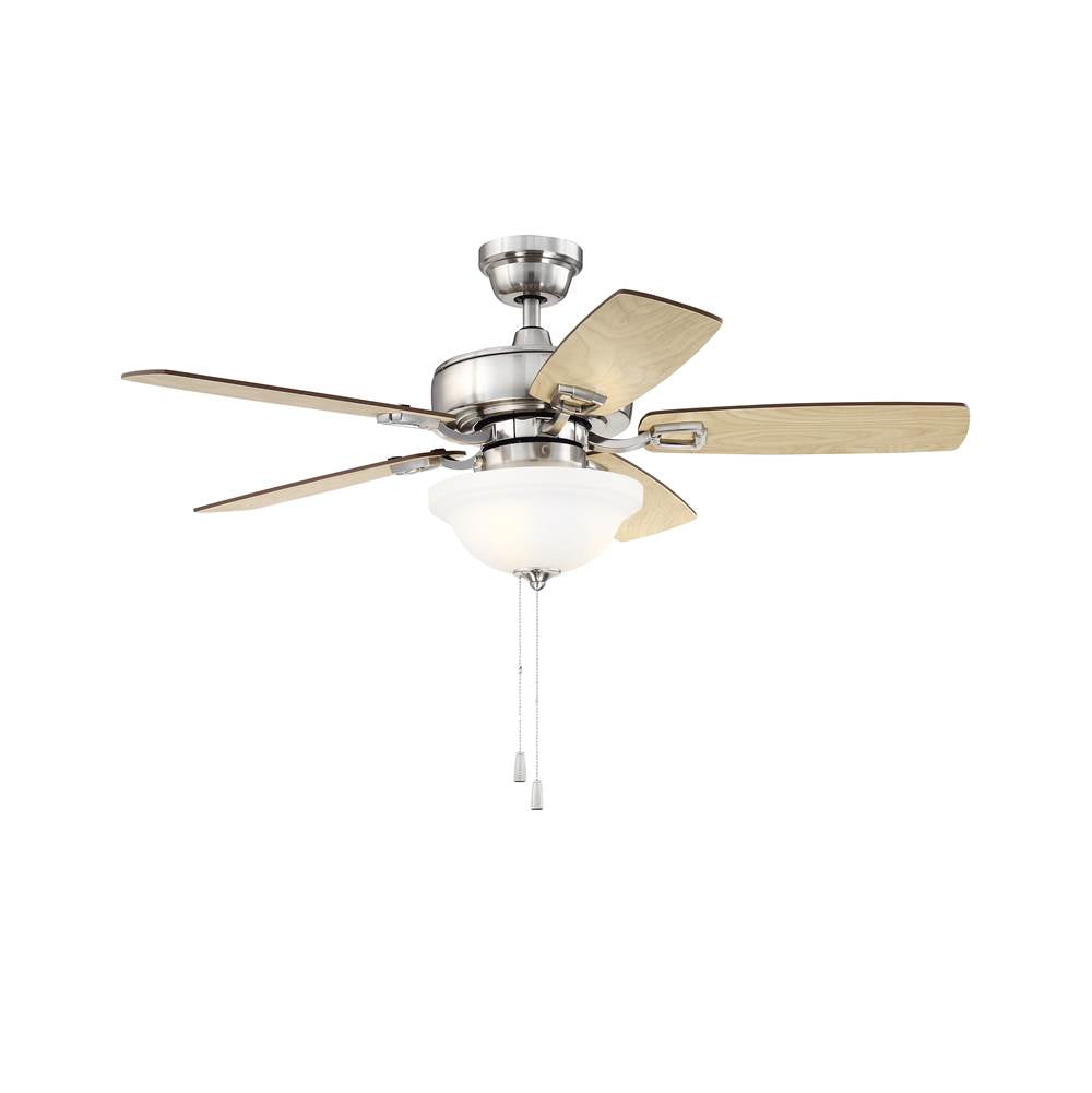 Craftmade TCE42BNK5C1-C Brushed Polished Nickel Twist N Click 42'' 5-blade Ceiling Fan In Brushed Polished Nickel W/ Ash/mahogany Blades (3-light Bowl); Integrated Light Kit Image 2