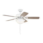 Craftmade Twist N Click Twist N Click 42'' 5-blade Ceiling Fan In White W/ White/washed Oak Blades (3-light Bowl); Integrated Light Kit