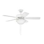 Craftmade TCE42W5C1-C White Twist N Click 42'' 5-blade Ceiling Fan In White W/ White/washed Oak Blades (3-light Bowl); Integrated Light Kit Image 3