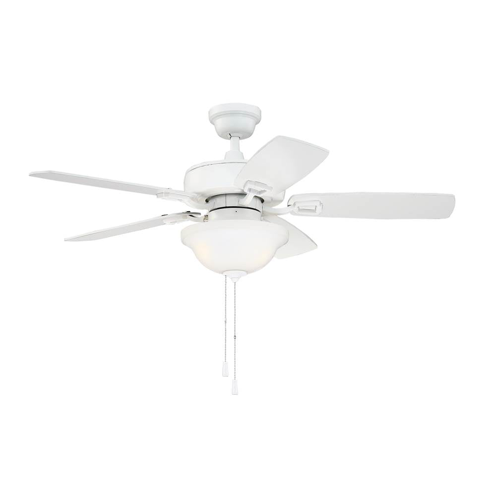 Craftmade TCE42W5C1-C White Twist N Click 42'' 5-blade Ceiling Fan In White W/ White/washed Oak Blades (3-light Bowl); Integrated Light Kit Image 2