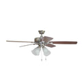Craftmade TCE52BNK5C4-C Brushed Polished Nickel Twist N Click 52'' 5-blade Ceiling Fan In Brushed Polished Nickel W/ Ash/mahogany Blades (4-light); Integrated Light Kit Image 1