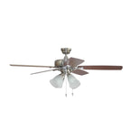 Craftmade TCE52BNK5C4-C Brushed Polished Nickel Twist N Click 52'' 5-blade Ceiling Fan In Brushed Polished Nickel W/ Ash/mahogany Blades (4-light); Integrated Light Kit Image 1