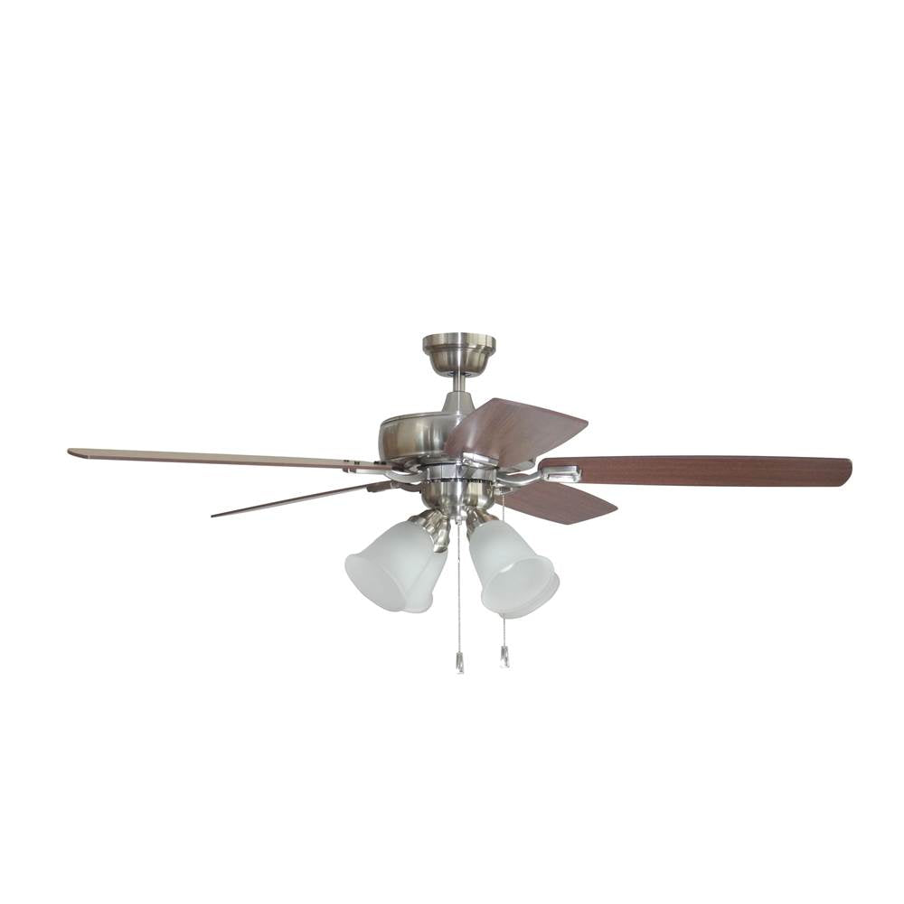 Craftmade TCE52BNK5C4-C Brushed Polished Nickel Twist N Click 52'' 5-blade Ceiling Fan In Brushed Polished Nickel W/ Ash/mahogany Blades (4-light); Integrated Light Kit Image 1