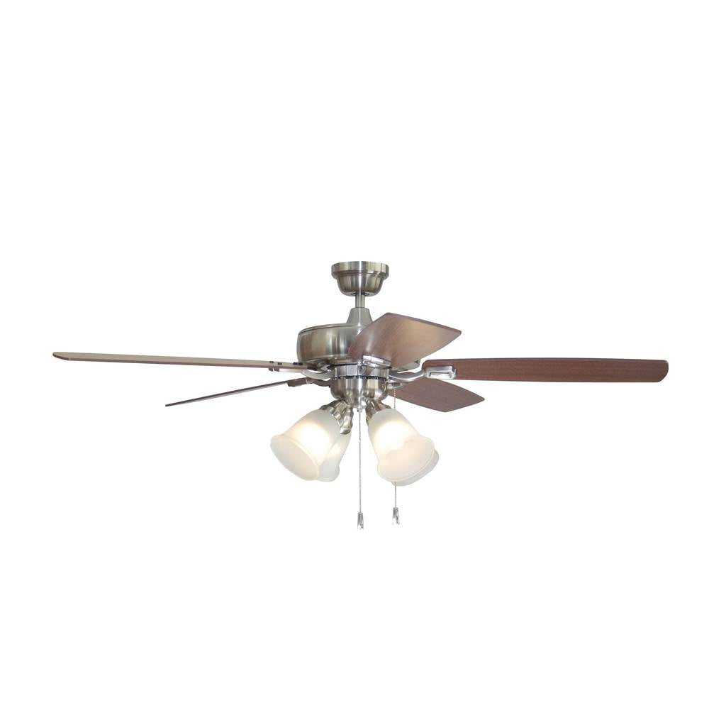 Craftmade Twist N Click Twist N Click 52'' 5-blade Ceiling Fan In Brushed Polished Nickel W/ Ash/mahogany Blades (4-light); Integrated Light Kit