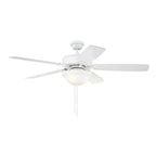 Craftmade Twist N Click Twist N Click 52'' 5-blade Ceiling Fan In White W/ White/washed Oak Blades (3-light Bowl); Integrated Light Kit
