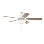 Craftmade TCE52W5C1-C White Twist N Click 52'' 5-blade Ceiling Fan In White W/ White/washed Oak Blades (3-light Bowl); Integrated Light Kit Image 2