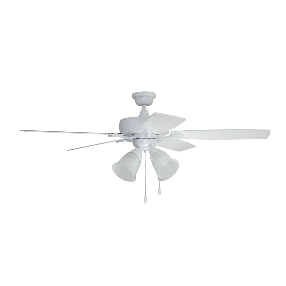 Craftmade TCE52W5C4-C White Twist N Click 52'' 5-blade Ceiling Fan In White W/ White/washed Oak Blades (4-light); Integrated Light Kit Image 1