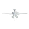 Craftmade TCE52W5C4-C White Twist N Click 52'' 5-blade Ceiling Fan In White W/ White/washed Oak Blades (4-light); Integrated Light Kit Image 1