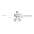 Craftmade TCE52W5C4-C White Twist N Click 52'' 5-blade Ceiling Fan In White W/ White/washed Oak Blades (4-light); Integrated Light Kit Image 1
