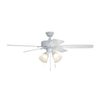 Craftmade Twist N Click Twist N Click 52'' 5-blade Ceiling Fan In White W/ White/washed Oak Blades (4-light); Integrated Light Kit