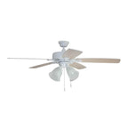 Craftmade TCE52W5C4-C White Twist N Click 52'' 5-blade Ceiling Fan In White W/ White/washed Oak Blades (4-light); Integrated Light Kit Image 3