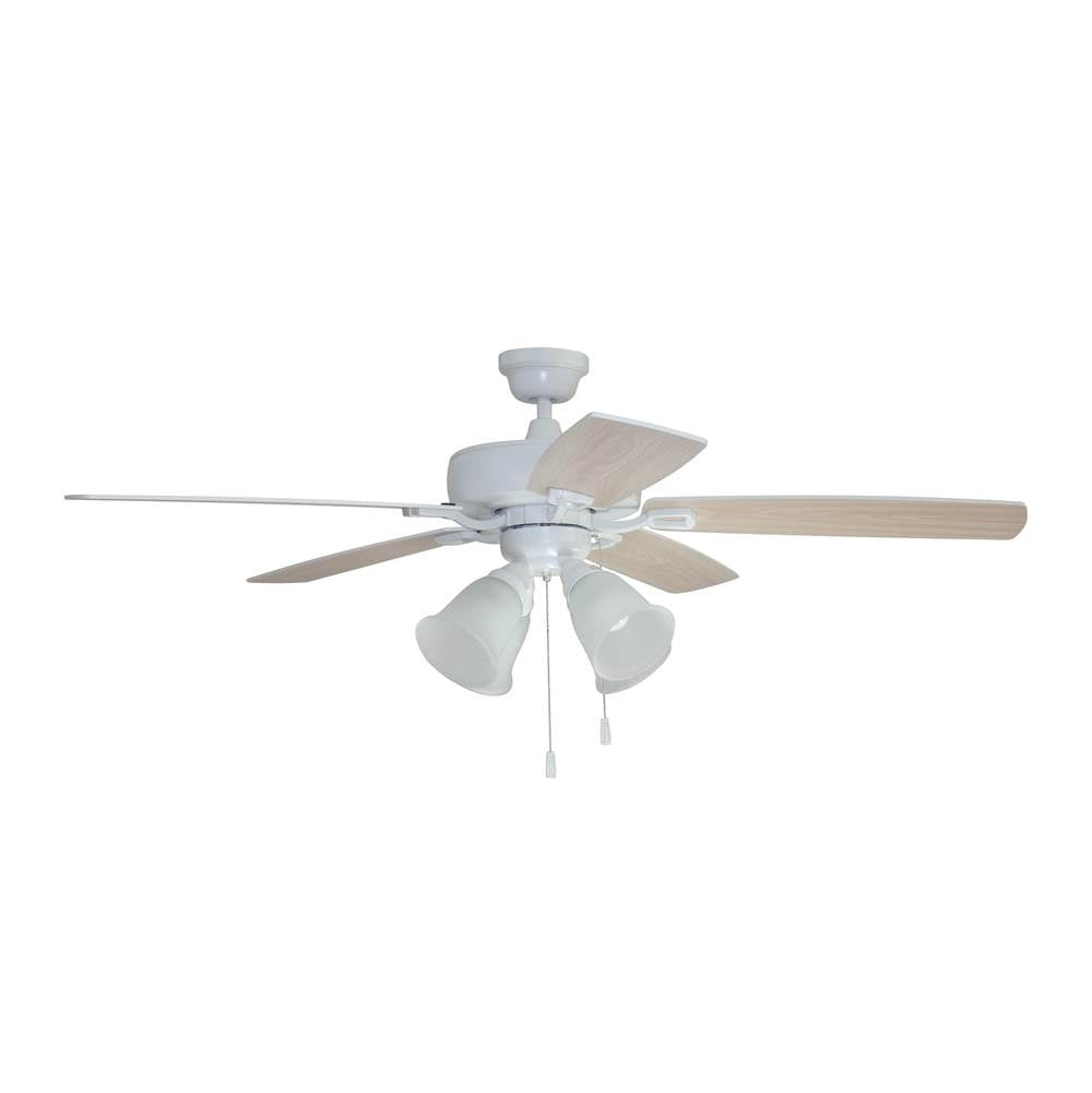 Craftmade TCE52W5C4-C White Twist N Click 52'' 5-blade Ceiling Fan In White W/ White/washed Oak Blades (4-light); Integrated Light Kit Image 3