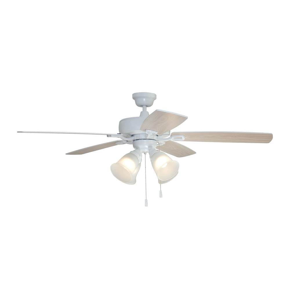 Craftmade TCE52W5C4-C White Twist N Click 52'' 5-blade Ceiling Fan In White W/ White/washed Oak Blades (4-light); Integrated Light Kit Image 2