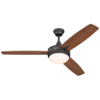 Craftmade Targas 52'' 3-blade Ceiling Fan In Brushed Polished Nickel W/ Dark Oak/walnut Blades; Integrated Light Kit