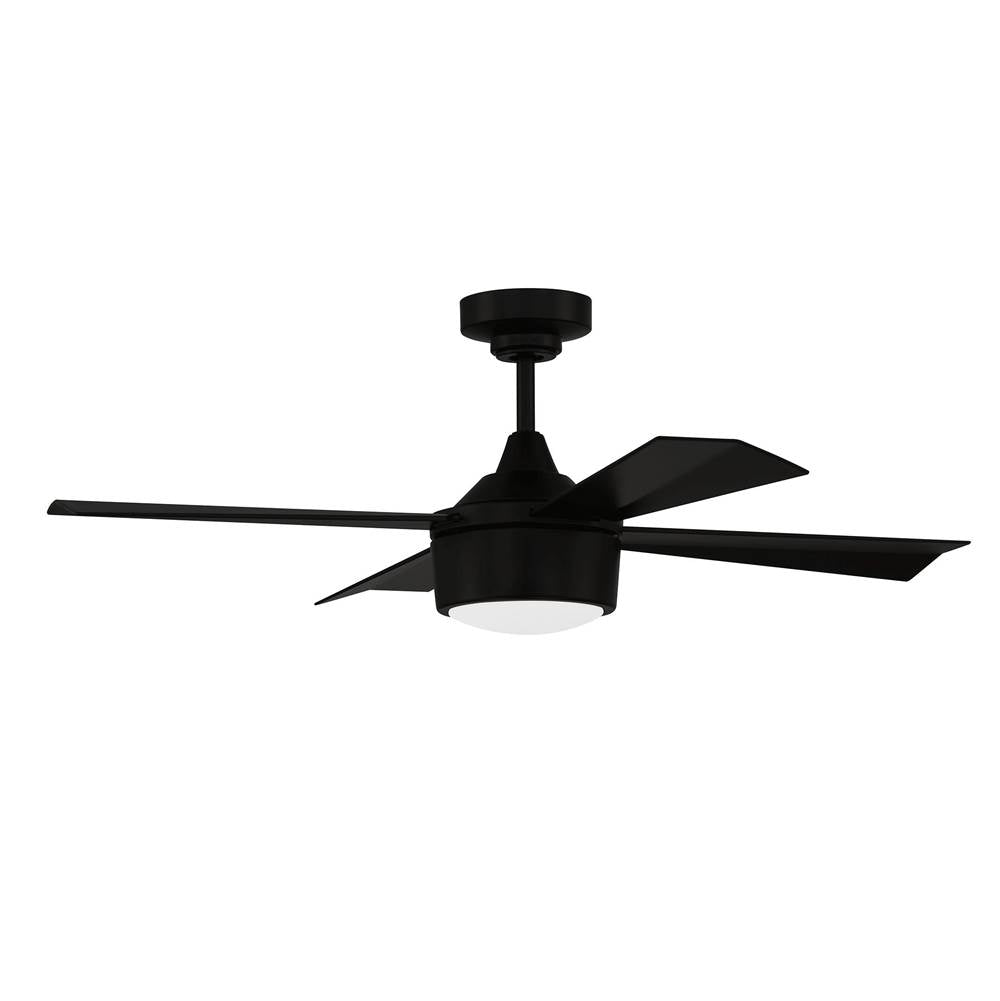 Craftmade Theo 42'' 4-blade Indoor/outdoor (damp) Ceiling Fan, Flat Black Finish, Flat Black Blades; Light Kit Included (optional)