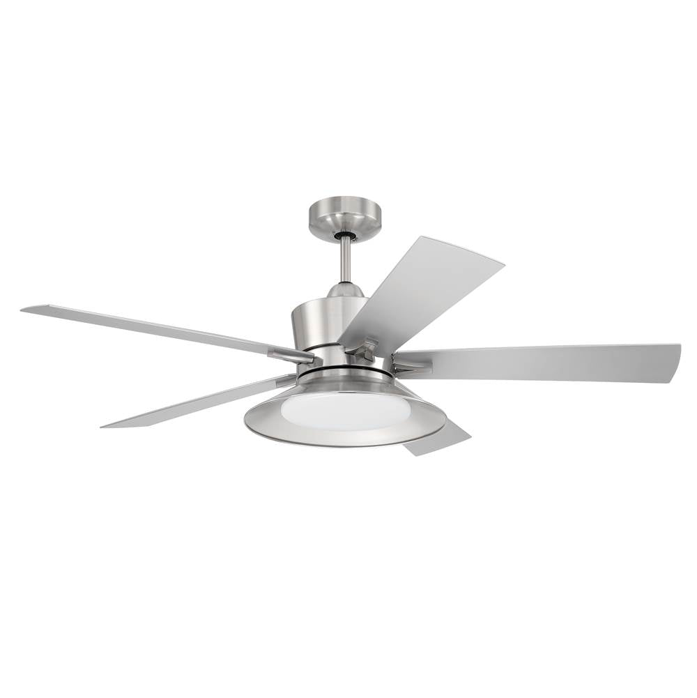 Craftmade Topper 52'' 5-blade Ceiling Fan In Brushed Polished Nickel W/ Brushed Nickel Blades; Light Kit Included (optional)
