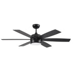 Craftmade TRV52FB6-NWF Flat Black Trevor 52'' 6-blade Indoor/outdoor (damp)ceiling Fan In Flat Black With Flat Black/greywood Blades, Light Kit Included (optional) Image 1