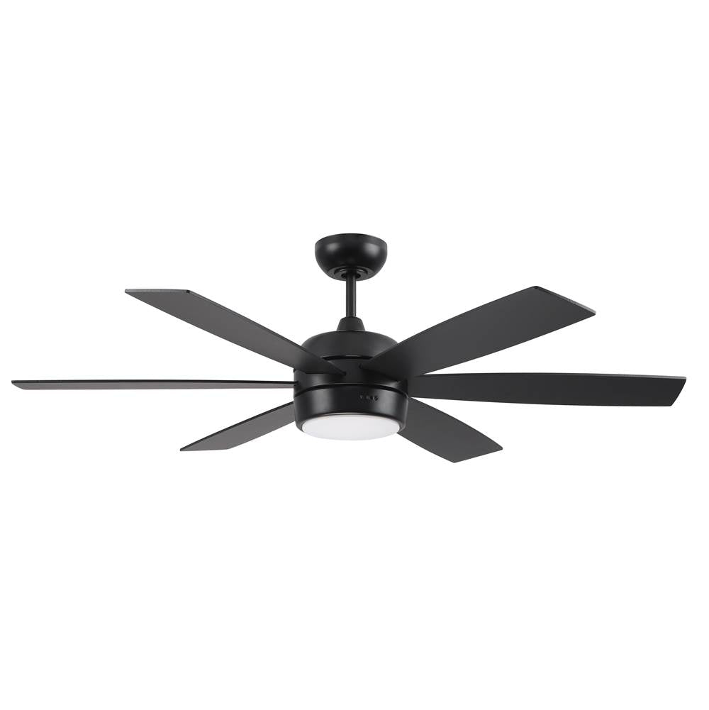 Craftmade TRV52FB6-NWF Flat Black Trevor 52'' 6-blade Indoor/outdoor (damp)ceiling Fan In Flat Black With Flat Black/greywood Blades, Light Kit Included (optional) Image 1