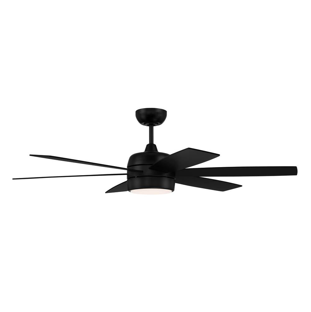 Craftmade Trevor 52'' 6-blade Indoor/outdoor (damp)ceiling Fan In Flat Black With Flat Black/greywood Blades, Light Kit Included (optional)