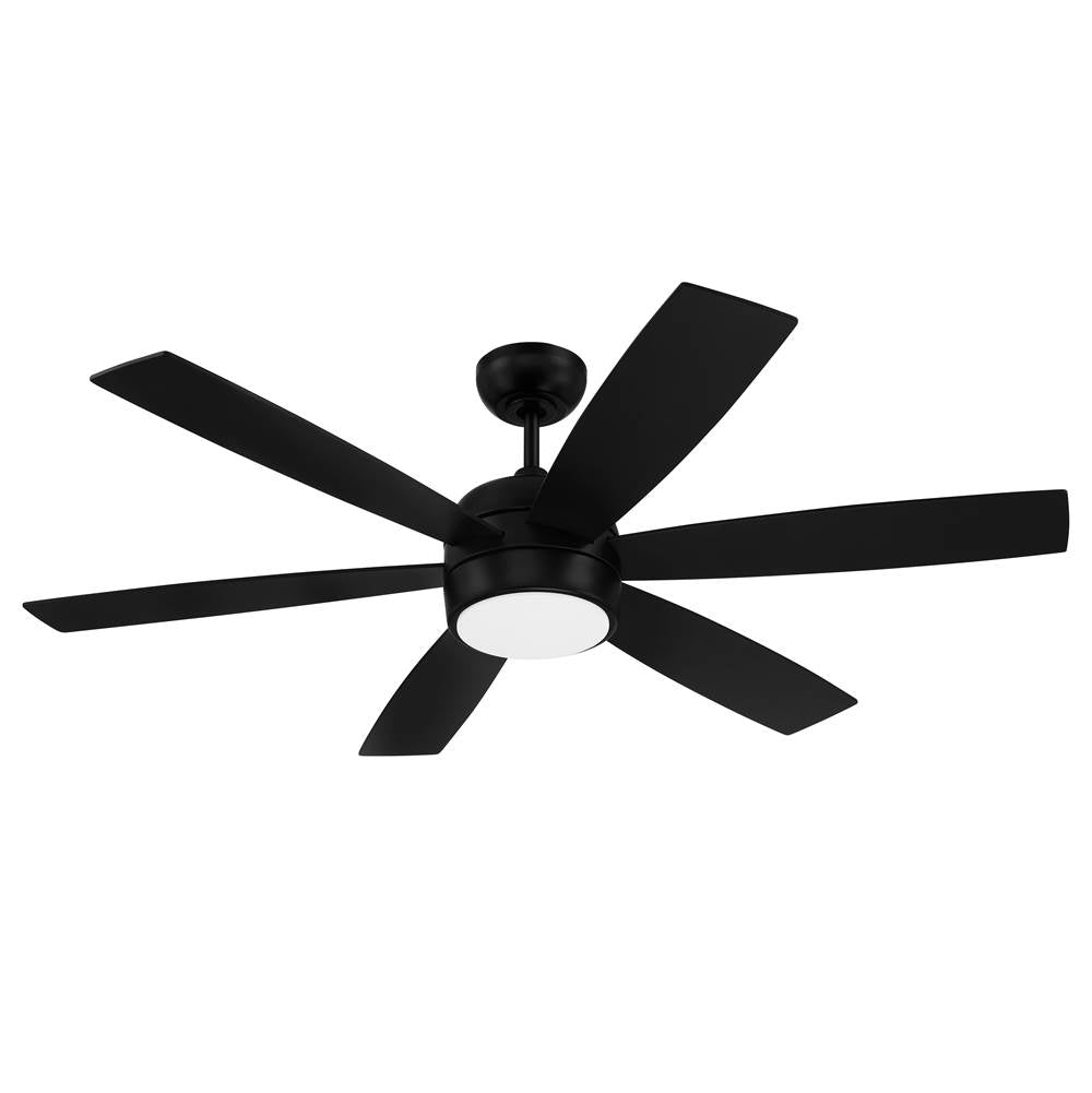 Craftmade TRV52FB6-NWF Flat Black Trevor 52'' 6-blade Indoor/outdoor (damp)ceiling Fan In Flat Black With Flat Black/greywood Blades, Light Kit Included (optional) Image 2
