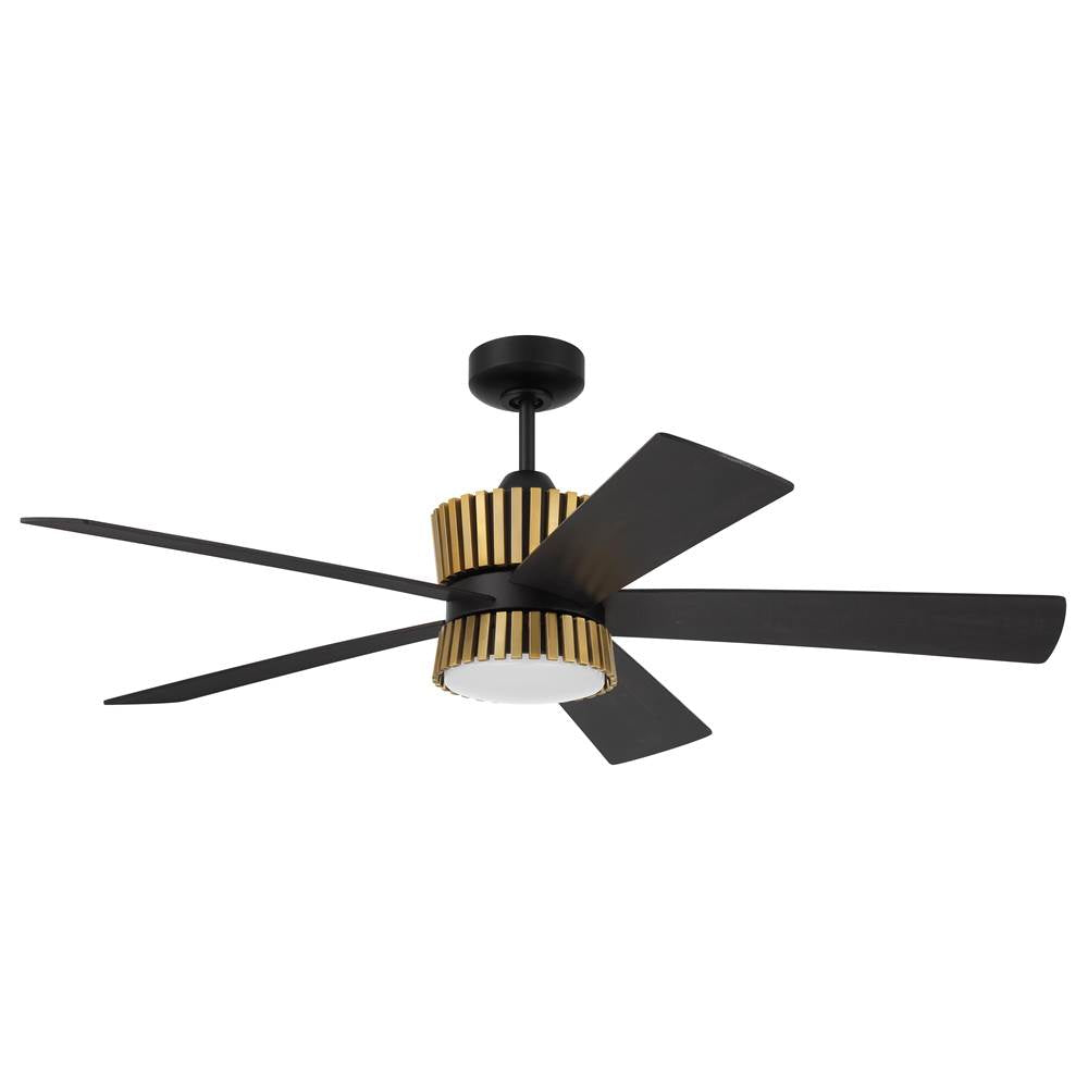 Craftmade TRY52FBSB5-NWF Flat Black,Satin Brass Theiry 52'' 5-blade Ceiling Fan In Flat Black/satin Brass With Flat Black/black Walnut Blades, Light Kit Included (optional) Image 1