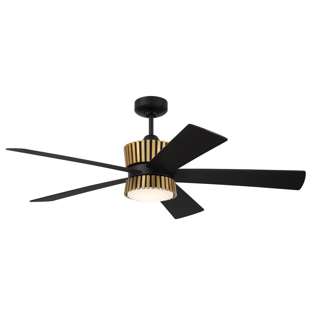 Craftmade TRY52FBSB5-NWF Flat Black,Satin Brass Theiry 52'' 5-blade Ceiling Fan In Flat Black/satin Brass With Flat Black/black Walnut Blades, Light Kit Included (optional) Image 8