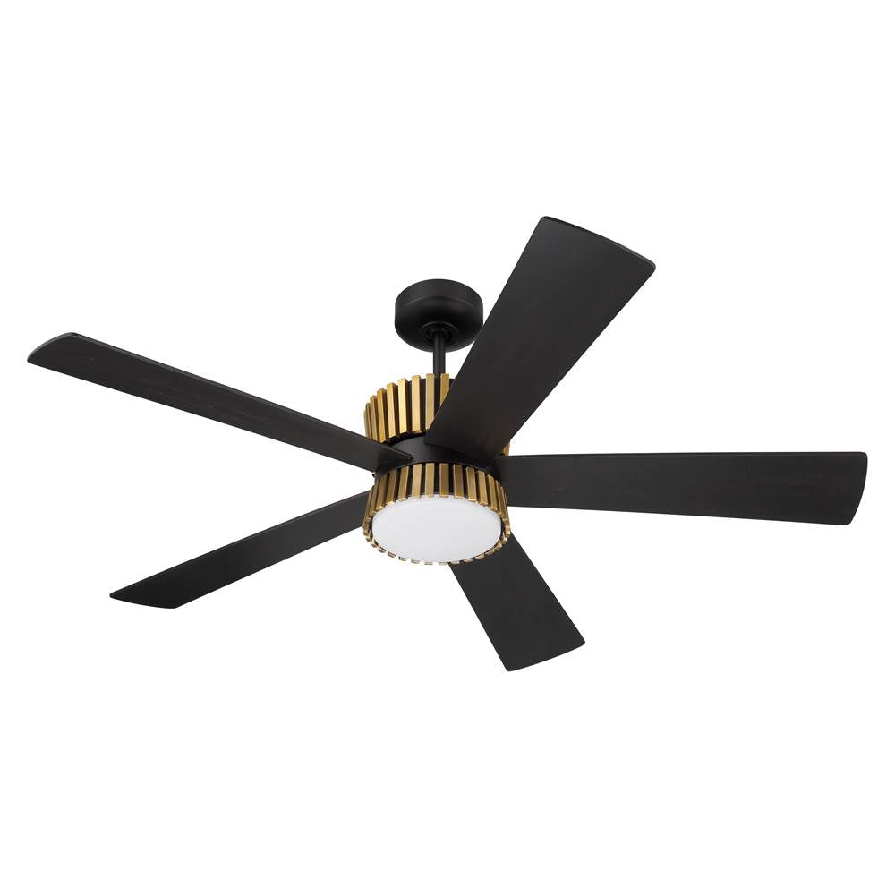 Craftmade TRY52FBSB5-NWF Flat Black,Satin Brass Theiry 52'' 5-blade Ceiling Fan In Flat Black/satin Brass With Flat Black/black Walnut Blades, Light Kit Included (optional) Image 2
