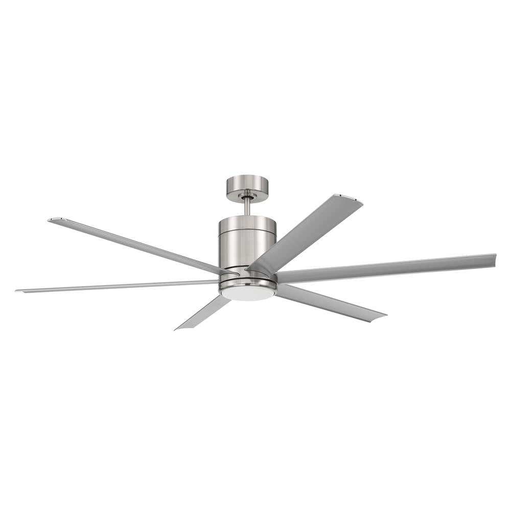Craftmade Tate 65'' 6-blade Ceiling Fan In Brushed Polished Nickel W/ Brushed Nickel Blades; Light Kit Included (optional)
